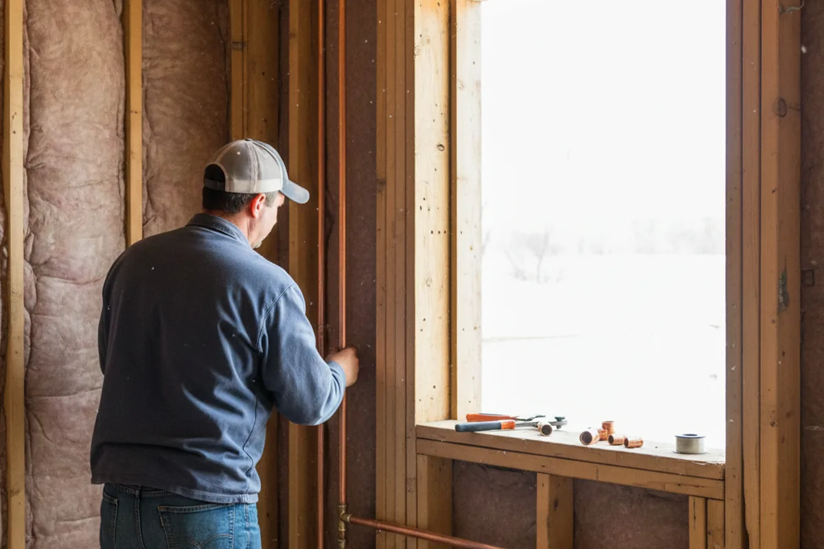 Licensed plumber running new copper supply lines in a Schaghticoke home