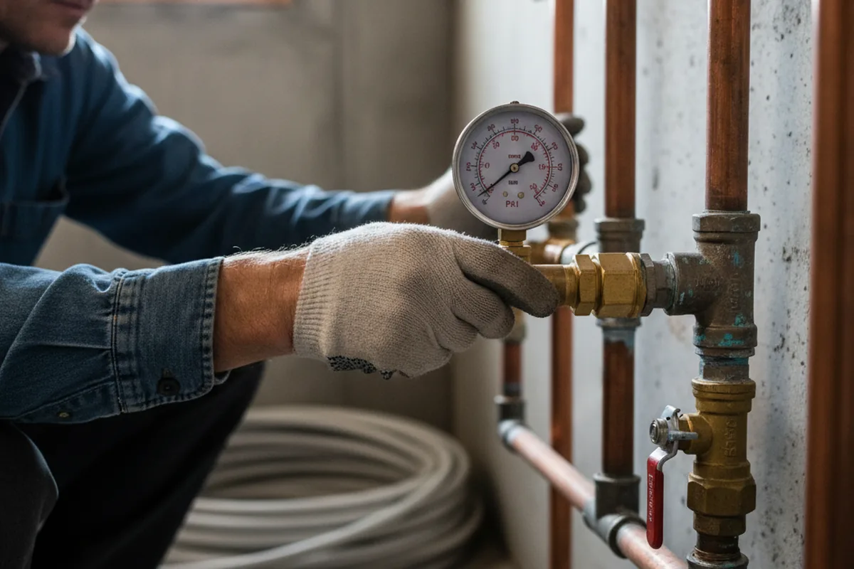 Pressure testing a repaired line during Water Line Repair in Schaghticoke